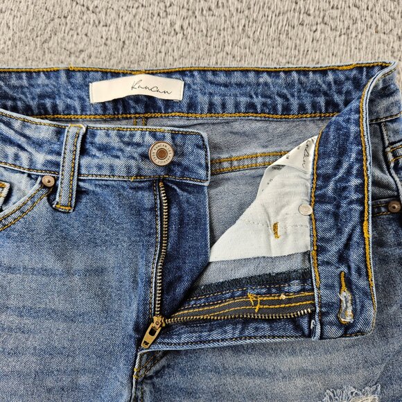 Kancan Jean Shorts Womens 24 (28x3) Blue Mid Rise Distressed Cut Offs Jorts - Picture 3 of 16